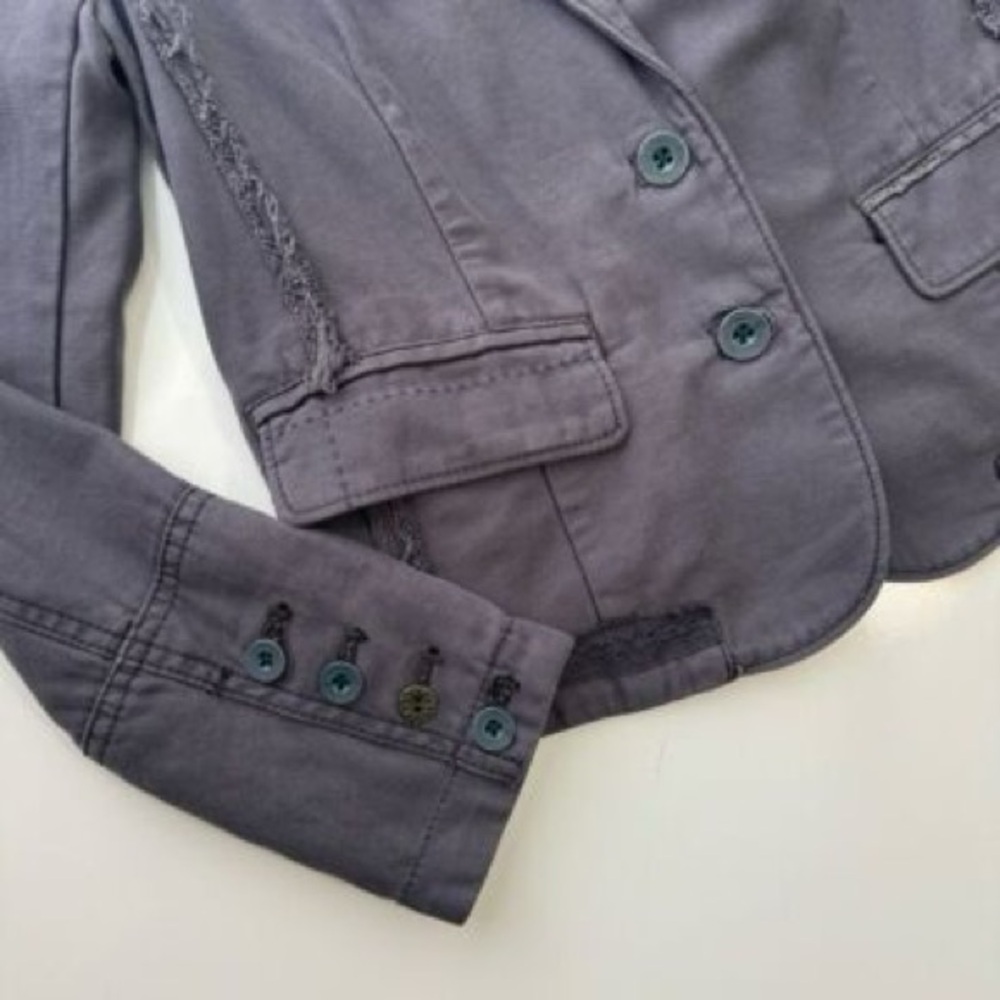 Anthropologie Hei Hei Delanie Smokey Blue Grey Button Down Blazer Jacket Size 6 - Picture 2 of 13